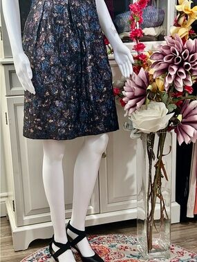 Cynthia Rowley Black Metallic Floral-Effect Midi Dress